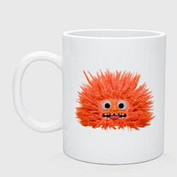 Кружка керамическая Fluffy monster orange, цвет: белый