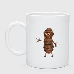 Кружка керамическая Сartoon worm character brown, цвет: белый