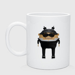 Кружка керамическая Cartoon agent female in black suit, цвет: белый