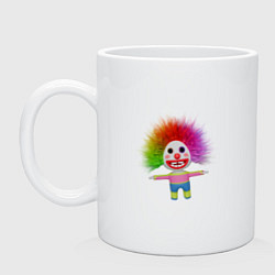 Кружка керамическая Клоун мультфильм разноцветный, цвет: белый
