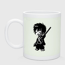 Кружка керамическая Маленький воин-самурай, цвет: фосфор