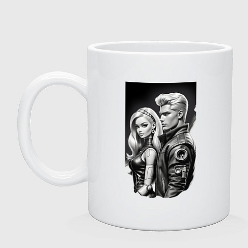 Кружка Барби и Кен - киберпанк эскиз / Белый – фото 1