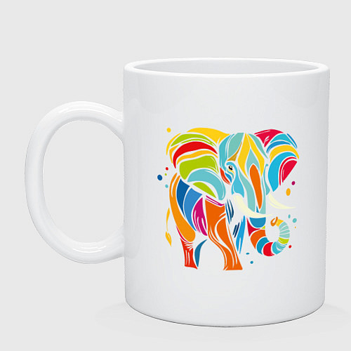 Кружка Разноцветный слон / Белый – фото 1