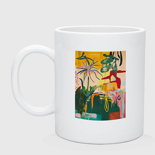 Кружка Тропическая цветочная абстракция / Белый – фото 1