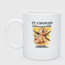 Кружка керамическая Not a drunkard , медведь, цвет: белый