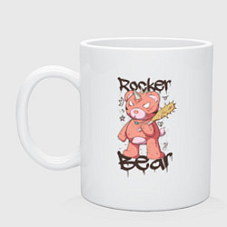 Кружка керамическая Медведь рокер, цвет: белый