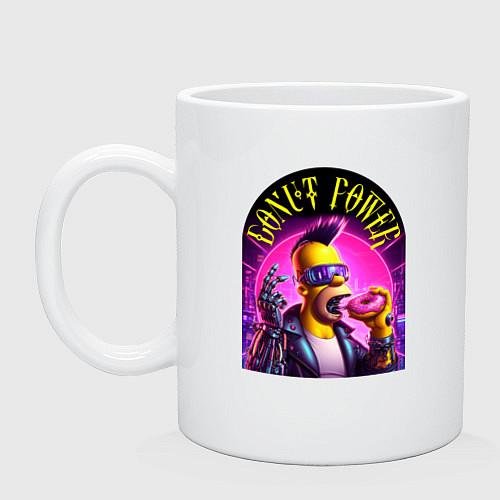 Кружка Homer Simpson - cyber donut power ai art / Белый – фото 1