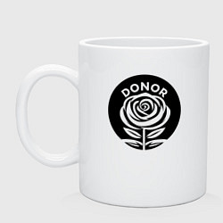 Кружка керамическая Донорская роза, цвет: белый