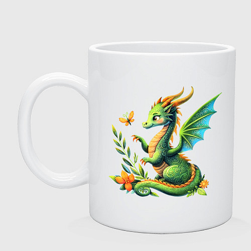 Кружка Салатневый дракончик / Белый – фото 1