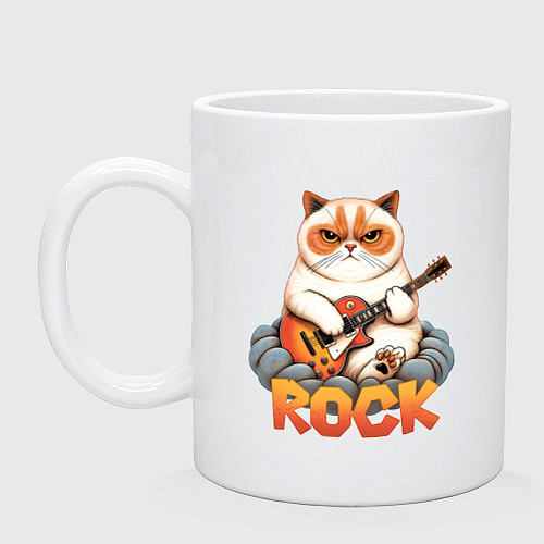 Кружка Кот рокер с гитарой / Белый – фото 1