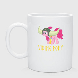 Кружка керамическая Пинки Пай пони викинг, цвет: белый