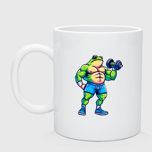 Кружка Лягушонок с гантелью / Белый – фото 1