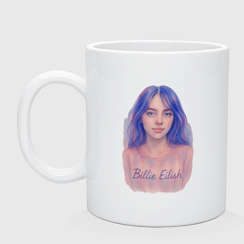 Кружка Билли Айлиш в стиле акварель / Белый – фото 1