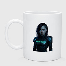 Кружка керамическая Билли Айлиш в космическом костюме, цвет: белый