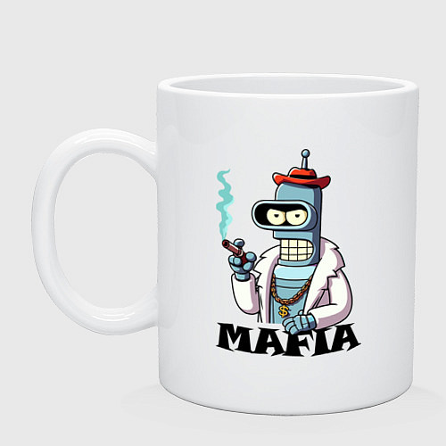 Кружка Бендер в шубе с сигарой - мафия / Белый – фото 1