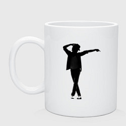 Кружка керамическая Черный силуэт Michael Jackson, цвет: белый