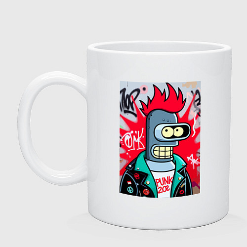 Кружка Бендер панк - граффити / Белый – фото 1