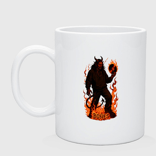 Кружка Bones дьявол с пластинкой / Белый – фото 1