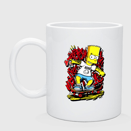 Кружка Барт в футболке нирвана / Белый – фото 1