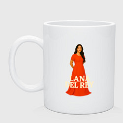 Кружка керамическая Lana Del Rey - оранжевое платье, цвет: белый