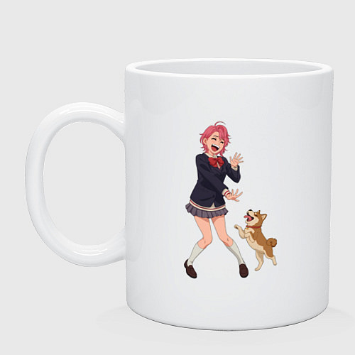 Кружка Сиратори Айра играет с собачкой Дандадан / Белый – фото 1
