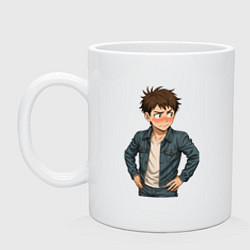 Кружка керамическая Эндзёдзи Дзин Дандадан, цвет: белый