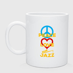 Кружка керамическая Peace love jazz, цвет: белый