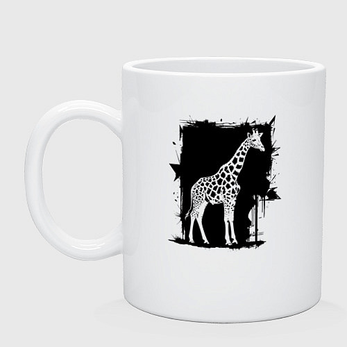 Кружка Жираф в черном квадрате / Белый – фото 1