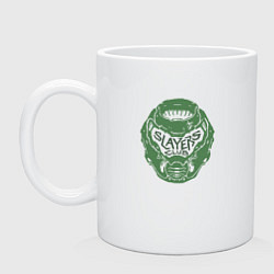 Кружка керамическая Doom slayer logo, цвет: белый