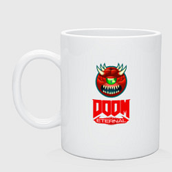 Кружка керамическая Doom eternal logo, цвет: белый