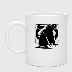 Кружка керамическая Крот с ножом, цвет: белый