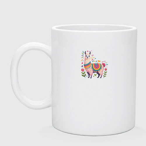 Кружка Альпака с сердечками и цветами / Белый – фото 1