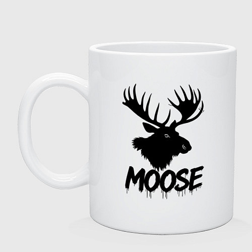 Кружка Черный лось с рогами / Белый – фото 1