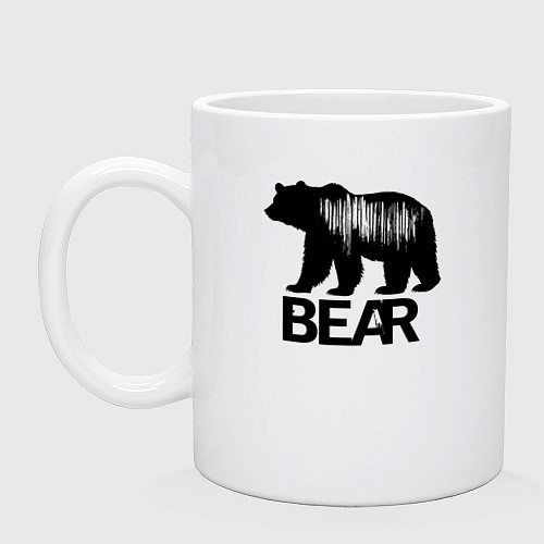 Кружка Черный медведь с полосами / Белый – фото 1