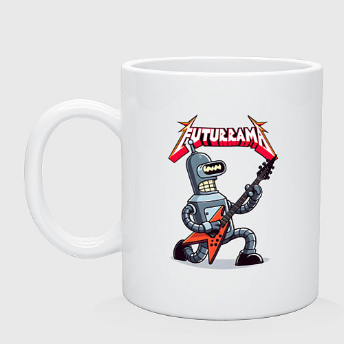 Кружка Bender bending robot from rock group Futurama / Белый – фото 1