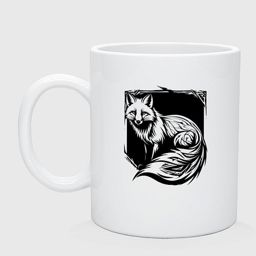 Кружка Песец черный орнамент / Белый – фото 1