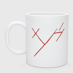 Кружка керамическая Три буквы: красные, цвет: белый