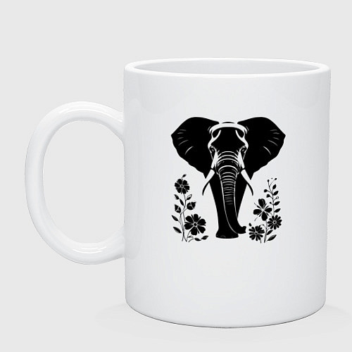 Кружка Слон в цветах / Белый – фото 1