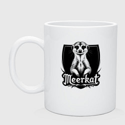 Кружка керамическая Сурикат на щите, цвет: белый