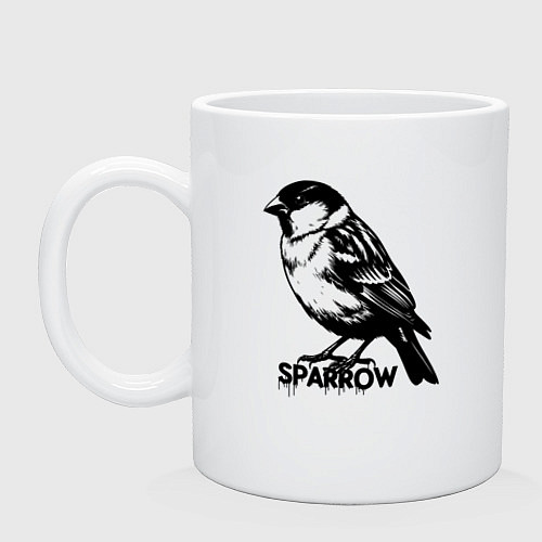 Кружка Графический воробей / Белый – фото 1