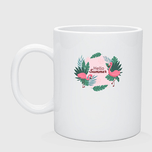 Кружка Фламинго с надписью привет лето / Белый – фото 1