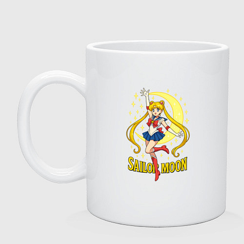 Кружка Sailor Moon на фоне луны / Белый – фото 1