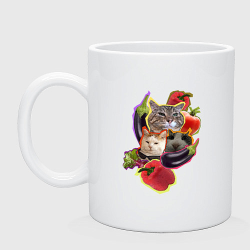 Кружка Кото-салат - мем с котами / Белый – фото 1
