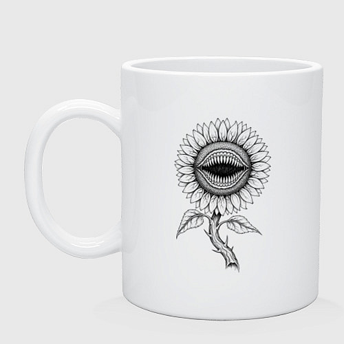 Кружка Зубастый цветок - подсолнух / Белый – фото 1