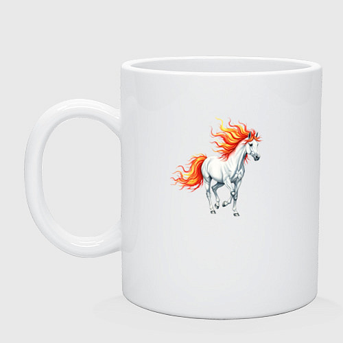 Кружка Белая лошадь с огненной гривой / Белый – фото 1