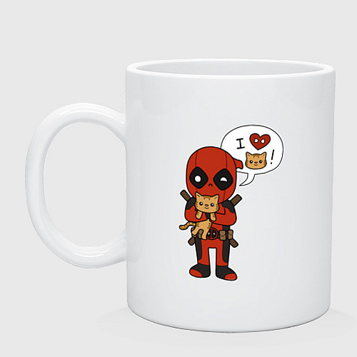 Кружка Дэдпул любит котиков / Белый – фото 1