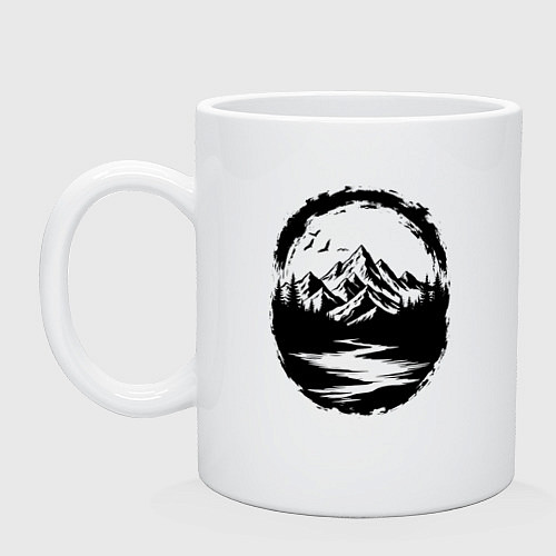 Кружка Река в горах Алтая / Белый – фото 1