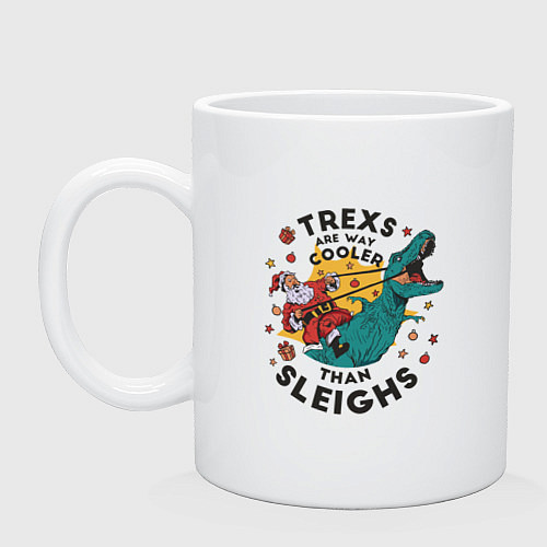 Кружка Санта на динозавре / Белый – фото 1