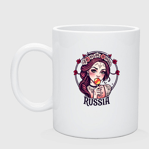 Кружка Русская девушка в узорах / Белый – фото 1