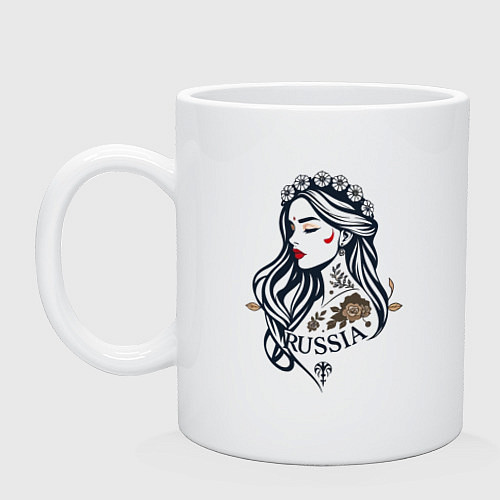 Кружка Русский стиль - славянская девушка / Белый – фото 1